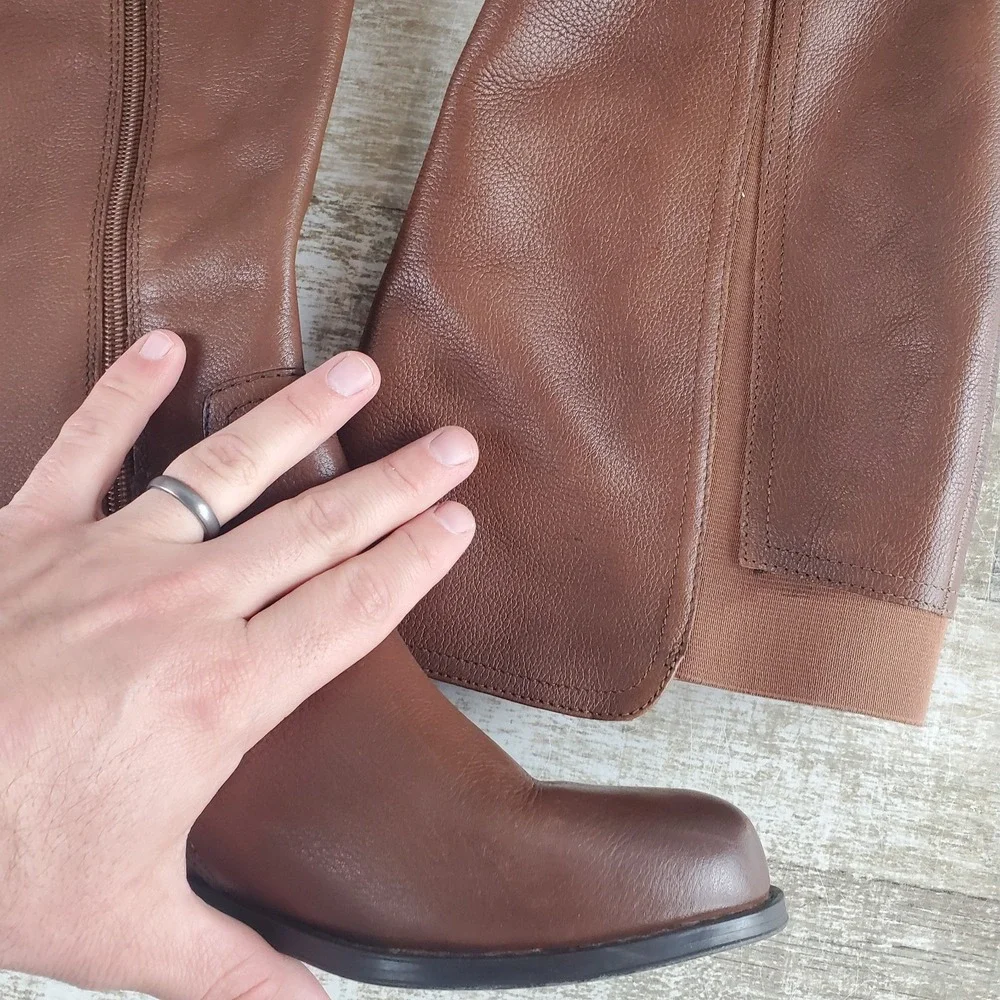 Naturalizer‎ Jaya Womens Knee High Boots Sz 7 W Brown Leather Side Zip Round Toe